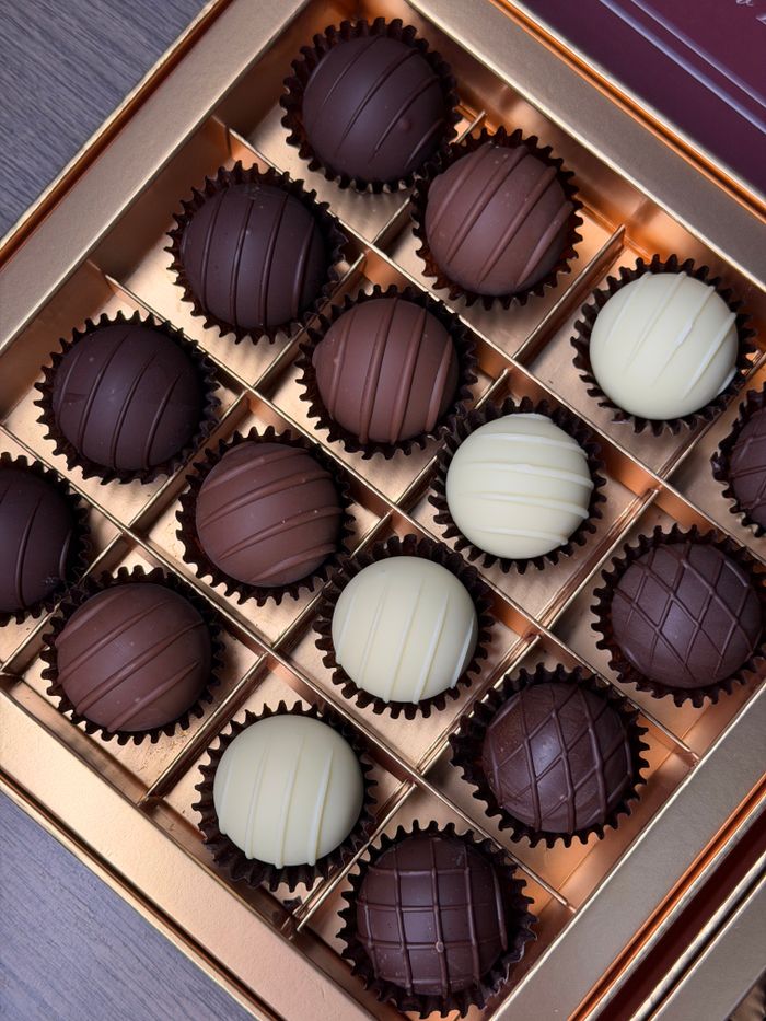 Home Delicious assorted chocolate truffles arranged in an elegant gift box, perfect for any occasion.